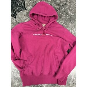 Banana Republic Womens  Hooded Sweatshirt Pockets Raspberry Sz M